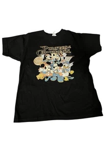 Pirates Of The Caribbean Black Youth Graphic Short Sleeve T-shirt SZ 7 Mickey - Picture 1 of 3