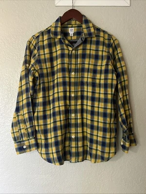 Gap Kids Boys Yellow And Blue Plaid Long Sleeve Button-Down Shirt Size XL (12) - Image 1 of 4