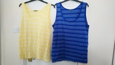 2 chaleco para mujer talla 20. Evie a rayas amarillas y azules, usadas Foto 1 de 4
