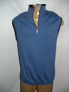 MENS BOBBY JONE 1/2 ZIP VEST SIZE XL TALL 100% COTTON BLUE SOLID  #185 - Picture 1 of 5