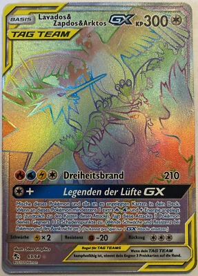 Pokemon Lavados & Zapdos & Arktos GX DE 69/68 Rainbow Verborgenes Schicksal NM - Bild 1 von 2