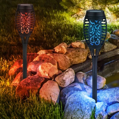 Stecklampe Solarleuchte Außenleuchte Feuer-Effekt LED RGB Farbwechsel 2er Set - Bild 1 von 4