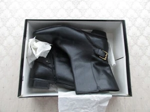 Talbots Women's Layla BLK Leather Low-Heel Ankle Boots w/Buckle Accent, Size 8.5 - Picture 1 of 16