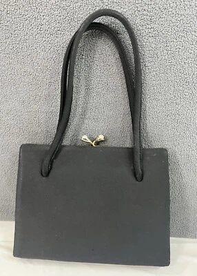 Bolso de mano Waldybag Inglaterra vintage años 50 bolso de bolsillo pequeño negro satinado pequeño Foto 1 de 4