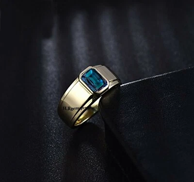 Alexandrite Ring Men Lab Created Alexandrite Ring Color Changing Gemstone Ring - Image 1 of 3