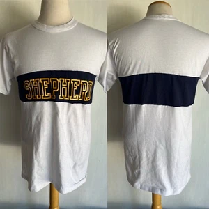 SHEPHERD Official Retro Vintage 70s Velva Sheen White Graphic T-Shirt Size Large - Picture 1 of 7