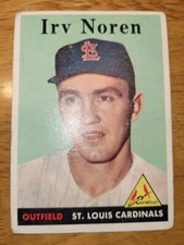 1958 Vintage Topps # 114 Irv Noren Cardinals GD-VG(slight crease) FAST FREE SHIP