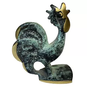 Walter Bosse? Statuina in bronzo GALLO linea oro nero anni 50 RARA patina Austria - Foto 1 di 14