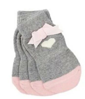 Dog Puppy Pup Crew Non Skid Gray Heart Bow Socks, M/L Mission Pets - Image 1 of 4