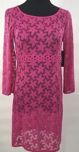 Laundry Womens Dress Size 2 Hippie Boho Pink Lace Bell Sleeve Festival - Picture 1 of 10
