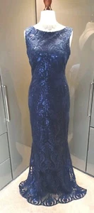 Quiz Sequin Lace Long Navy Blue Formal Evening Dress 14 Cruise Cocktail Party - Picture 1 of 16