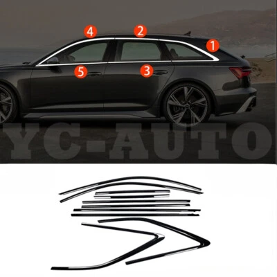 Tira de moldura de ventana negra de acero inoxidable para Audi A6/RS6 Avant/allroad 2020-2024 Foto 1 de 4