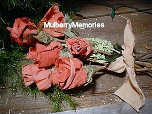 PATTERN! Prim Long Stemmed Fabric Roses NO SEW Wreath accessory - Picture 1 of 1