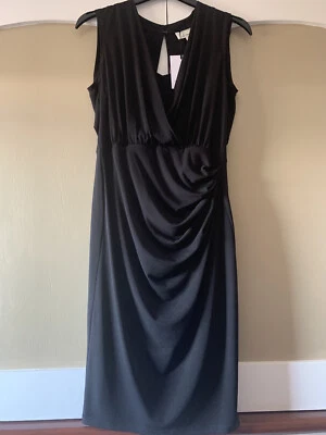 Linea House Of Fraser Black Bodycon MIDI LBD Dress Uk 8 Christmas party NYE - Image 1 of 4