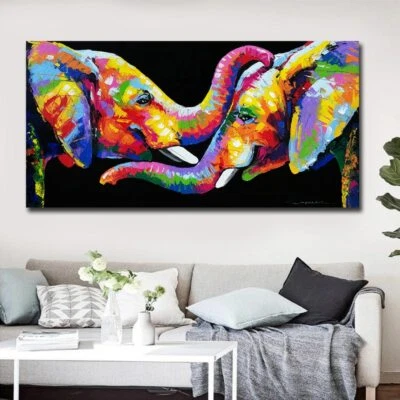 Quadro abstrato em tela de elefante arte de parede decoração para casa pôsteres e arte impressa - Imagem 1 de 4
