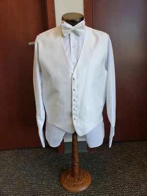 5 Button Herringbone Fullback Vest & Matching Bow Tie - 12 colors - Men's & Boys - Image 1 of 4