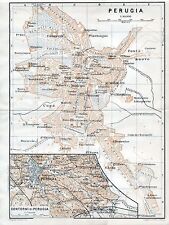 Perugia 1899 picc. piantina città orig. S. Margherita Cassimensi Cupa Università
