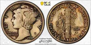 1916 Mercury Dime PCGS MS64FB - Picture 1 of 3
