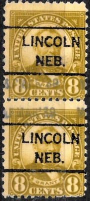 US 1923  PAIR PRECANCEL "LINCOLN NEB."  SC#560  USED VF - Image 1 of 2