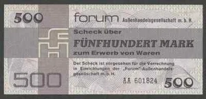 DEUTSCHLAND, DDR 500 Mark 1979 Ros: 373a Forumsscheck für den Kauf des Auslandskrieges - Bild 1 von 3