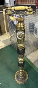 French Style Brass Pedestal Telephone - Picture 1 of 11