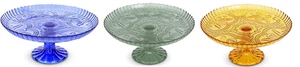 Amici Home Flower Footed Glass Cake Stand | Round Vintage Style| 10” D x 4” H - Picture 1 of 10