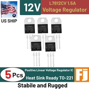 5PZ L7812CV | Regolatore di tensione positiva 3 pin | 12V 1,5A TO-220 | Spedizione USA - Foto 1 di 8