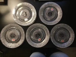 70er Jahre 5er Set Vintage Diamant Punktschliff Kristall FOSTIORIA Mittagessen Teller NEU - Bild 1 von 7