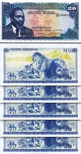 Kenya 20 Shillings 1978, UNC, 5 Pcs LOT, Consecutive, P-17 - Picture 1 of 4