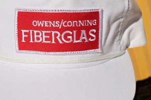 Gorra de béisbol Owens / Corning de fibra de vidrio, cuero rojo blanco sombrero deslizable trasero Nuevo de Lote Antiguo - Imagen 1 de 12