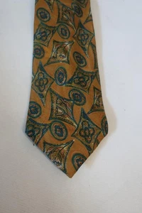Mens Fendi Multicolor Gold Teal Pure Silk Designer Necktie OS - Picture 1 of 5