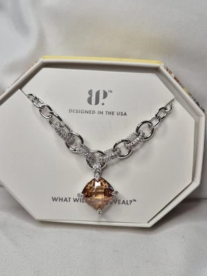 Bomb Party November Necklace "Luxe In Love" Amber Topaz On Rhodium Plating  - Image 1 of 3