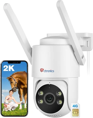 2K 3G/4G LTE Telecamera Da Esterno Con Sim, PTZ IP Videocamera Sorveglianza Rile - Immagine 1 di 4