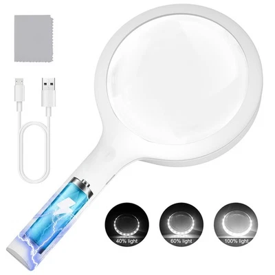 Lupa de carga 30X com luz, lupa portátil grande de 4,33 polegadas... - Imagem 1 de 4