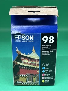 GENUINE Epson 98 Black / Colors High Capacity Cartridges (Pack Of 6) Open Box - Photo 1/2