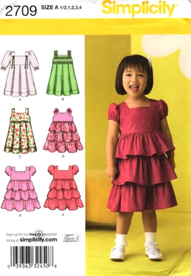 Toddler Dress, Sleeve and Skirt Variations Simplicity Sewing Pattern 2709 - Image 1 of 2