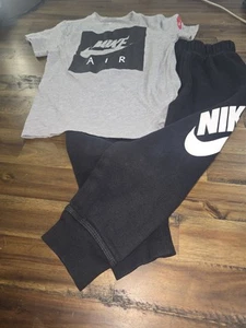Kids Nike Shirt size Large Grey/ Pants size Med Black -Size- 6 /7 year old - Picture 1 of 10