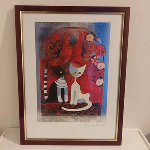 ROSINA WACHTMEISTER Silberfolie Kunstdruck LES DEUX AMIS KATZEN gerahmt 43" x 33" - Bild 1 von 18