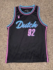 Dutch Bros Coffee Jersey Unisex Medium Black Pink Blue 92 Basketball Miami Vice - Picture 1 of 7
