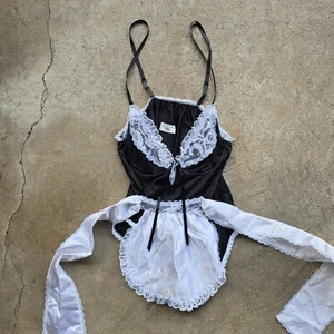 Vintage 80’s Faris Lace Teddy Bodysuit Maid RARE LINGERIE LARGE  - Picture 1 of 3