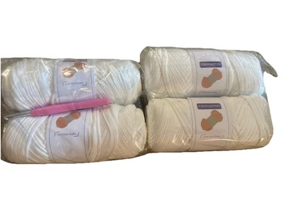 Lote de 4 hilos de algodón Croyarton blancos 100 % algodón con (2) ganchos de 5,5 mm (I)  Foto 1 de 2