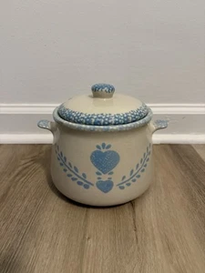 Large Ceramic Lidded Soup Tureen, Blue Heart Sponge Painted - Picture 1 of 4