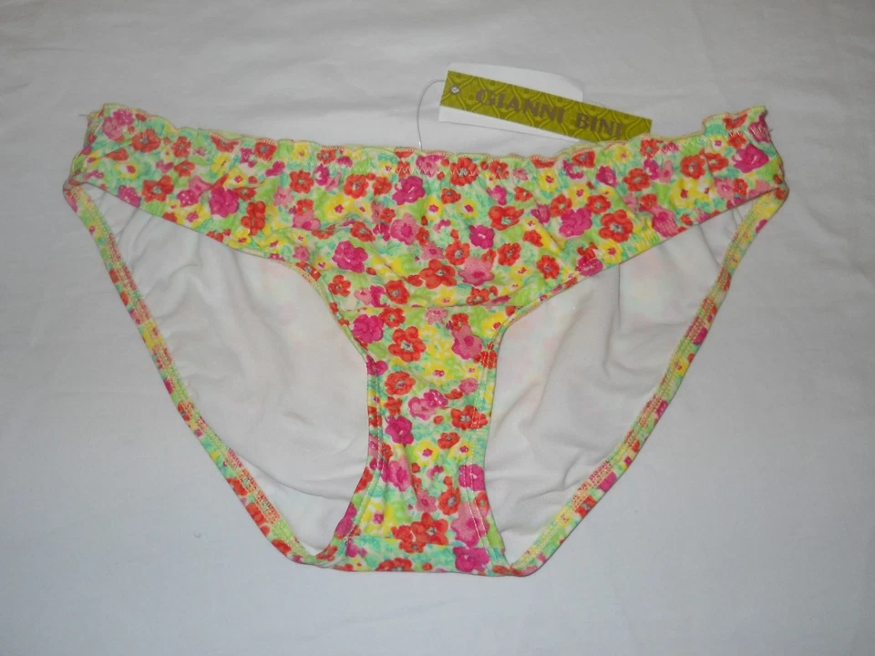 Nuevo traje de baño Gianni Bini para mujer con borde de lechuga floral parte inferior de bikini mediano Foto 1 de 3