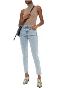 BNWT BA&SH BASH Nila faded high rise button front slim leg jeans Size 3 UK 12 - Picture 1 of 10