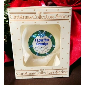 Grandfather Christmas Tree Glass Ornament Vintage I Love You Grandpa in Box 1988 - Picture 1 of 7