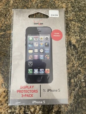 OEM Verizon Display Protectors 3-Pack for iPhone 5 NIP & Screen Wipe Smooth Card - Image 1 of 2