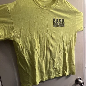 Bikers against dumb drivers t shirt men's size L hi-vis yellow Back Off - Picture 1 of 2