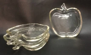 4 - 4" Vintage Small Clear Glass Apple Coaster Dishes Plates, VGC - Picture 1 of 3