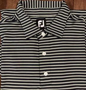 FootJoy FJ Golf Poloshirt Herren XL schwarz Streifen Stretch Logo Kragen Performance - Bild 1 von 6