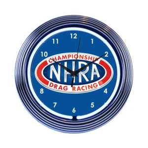 National Hot Rod Association NHRA Drag Racing White Neon Light Up Wall Clock - Picture 1 of 2